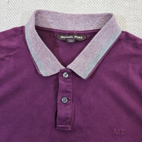 Michael Kors Men’s Plum Purple Polo Shirt Short Sleeve Size Large Y2K Old Money - Picture 5 of 16